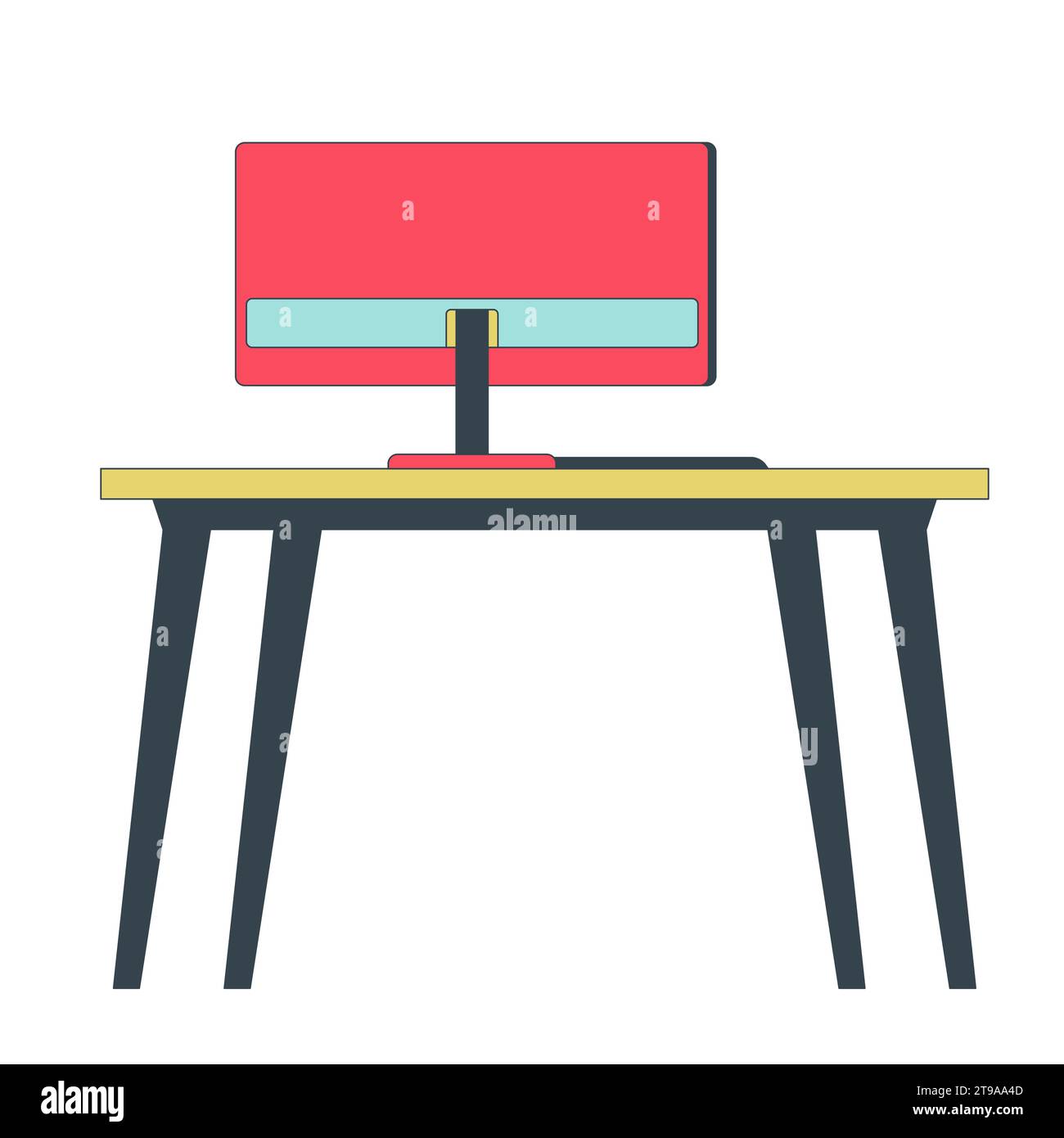 Computer monitor desk office 2D linear cartoon object Stock Vector ...