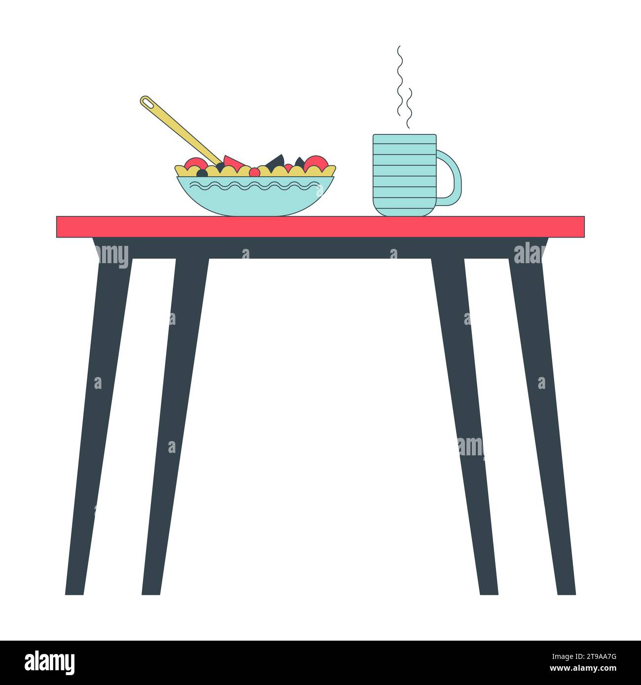 Company cafeteria table 2D linear cartoon object Stock Vector Image ...