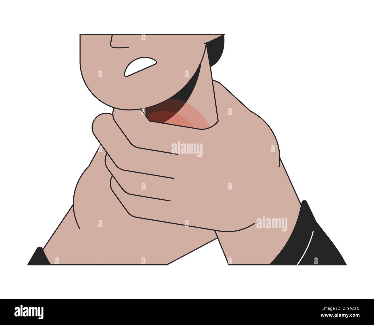 Indian man hands around sore throat 2D linear cartoon hands close-up Stock Vector