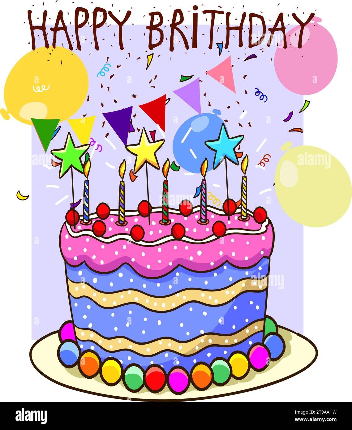 colorful birthday cake vector illustration Stock Vector