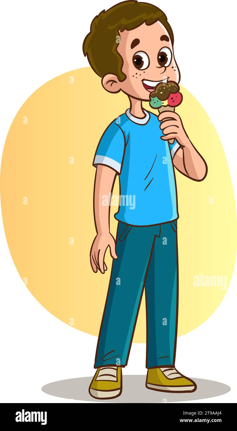 vector illustration of boy eating ice cream Stock Vector Image & Art ...