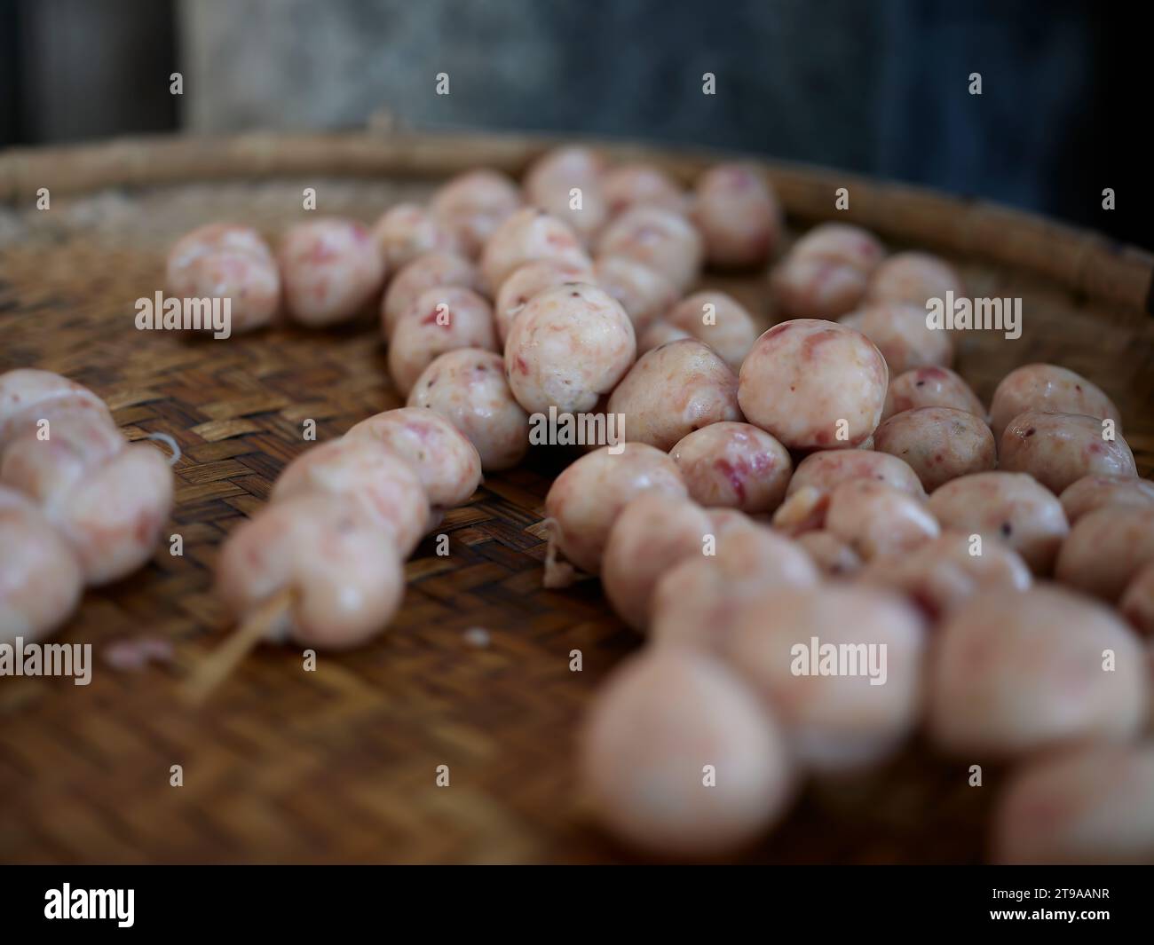 THAI ISAAN SAUSAGE. E-sarn sausages, Homemade sour sausages . Raw