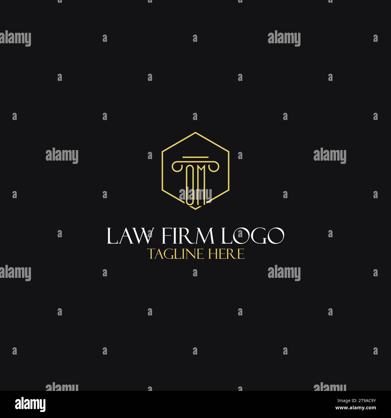 OM monogram initials design for legal, lawyer, attorney and law firm ...