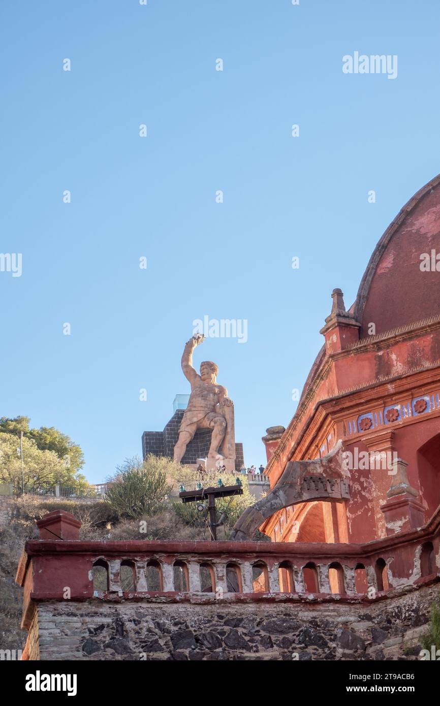 A Pipila statue, Guanajuato historic landmark, art against a scenic sky, symbol of Mexican heritage Stock Photo