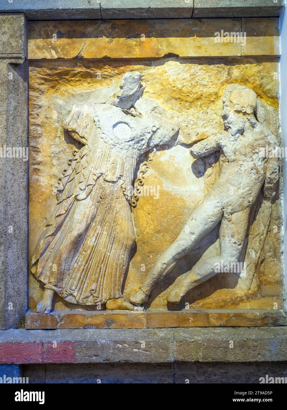 Athena and Enceladus Metopa from the western freeze of Temple E in