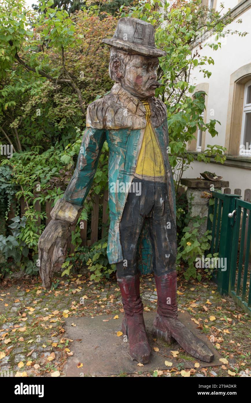 Coloured wooden sculpture, Mittelehrenbach, Upper Franconia, Bavaria, Germany Stock Photo