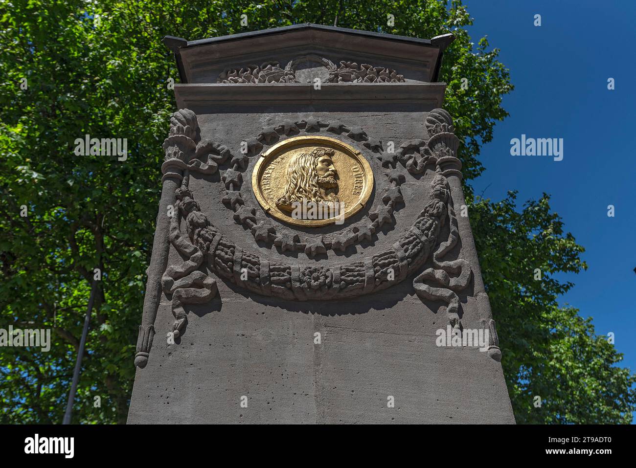 Duerer-Pirckheimer Fountain, Maxplatz, Nuremberg, Middle Franconia, Bavaria, Germany Stock Photo