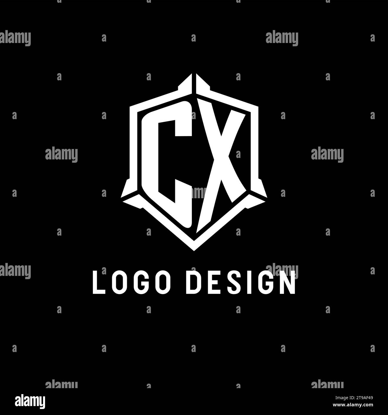 CX logo initial with shield shape design style vector graphic Stock ...