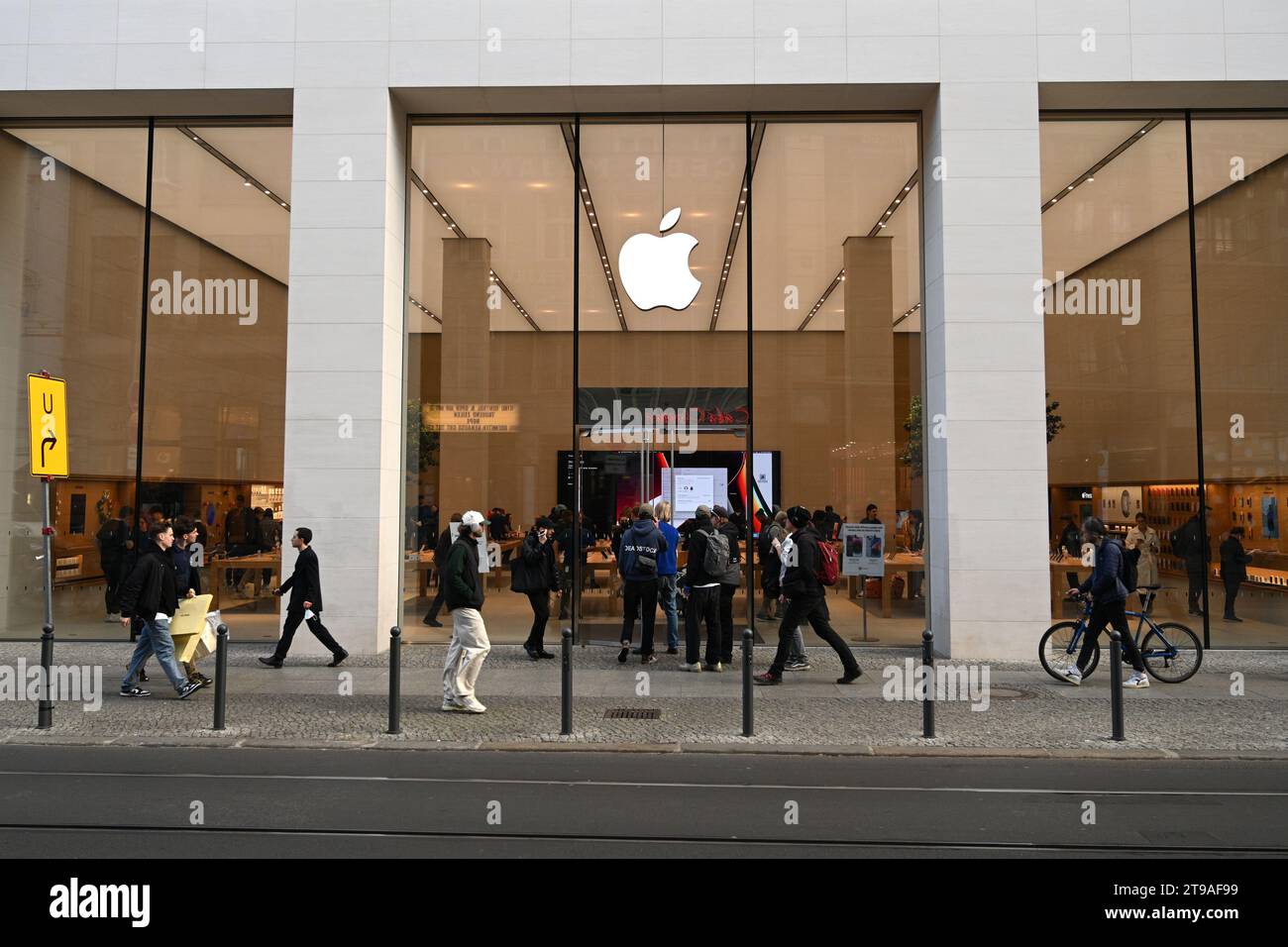 Berlin, Germany - November 02, 2022: People near the Apple Store in Berlin. Stock Photo