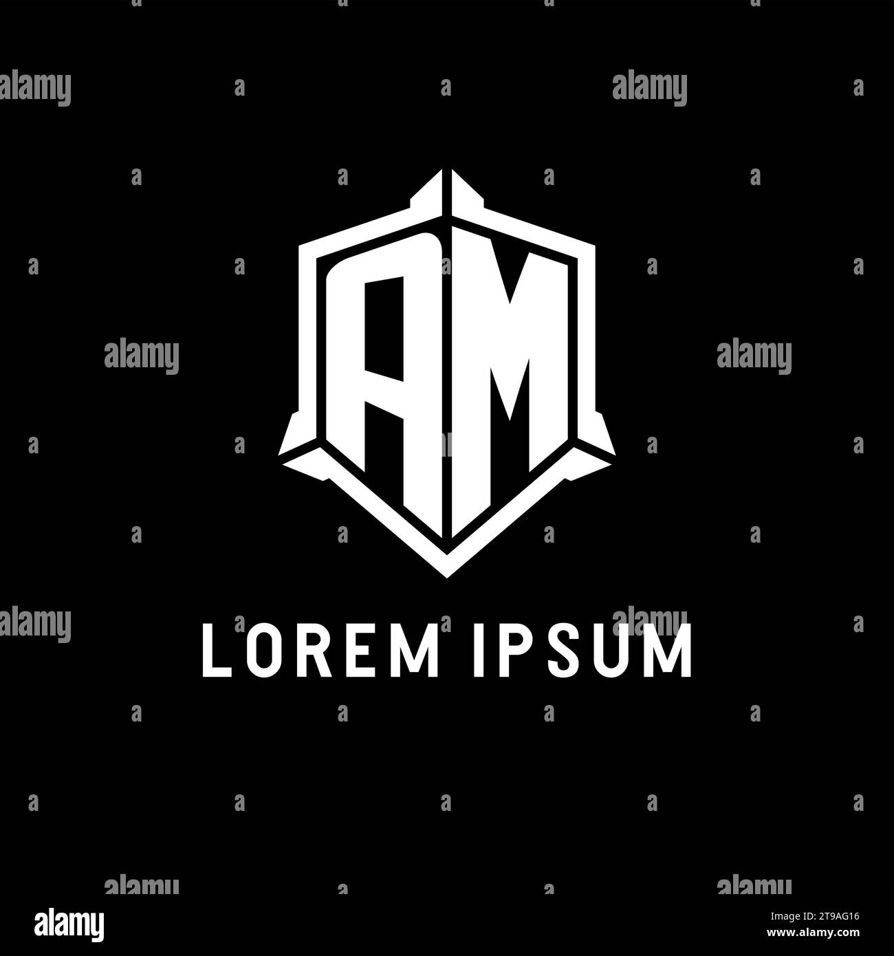 AM logo initial with shield shape design style vector graphic Stock ...