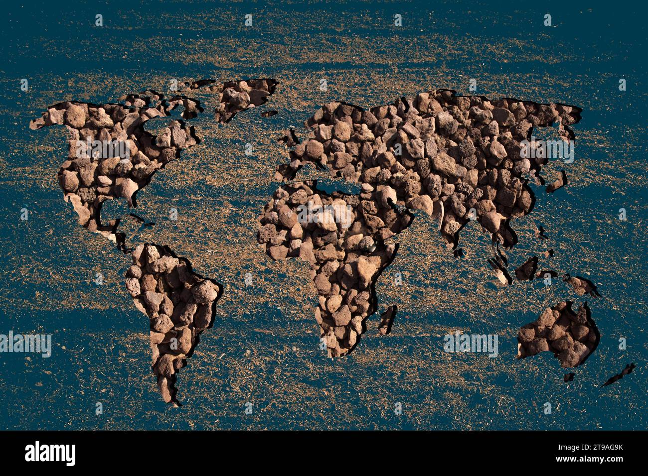 Roughly outlined world map with white background Stock Photo