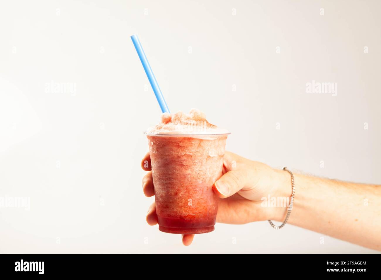 Ice cold slush drink in take away plastic cup Stock Photo