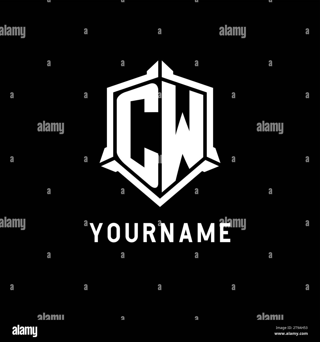 CW logo initial with shield shape design style vector graphic Stock ...