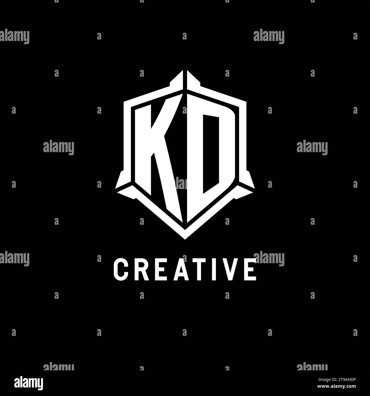 KD logo initial with shield shape design style vector graphic Stock
