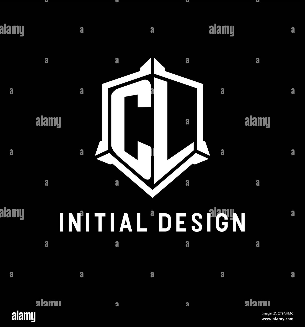 CL logo initial with shield shape design style vector graphic Stock Vector