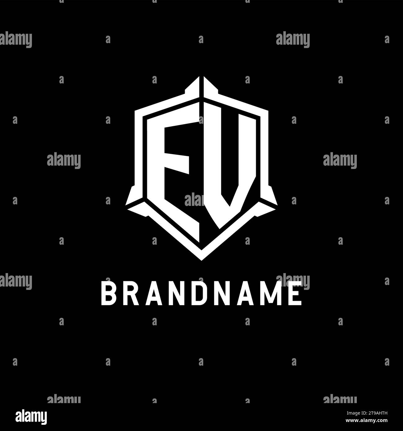 EV logo initial with shield shape design style vector graphic Stock ...