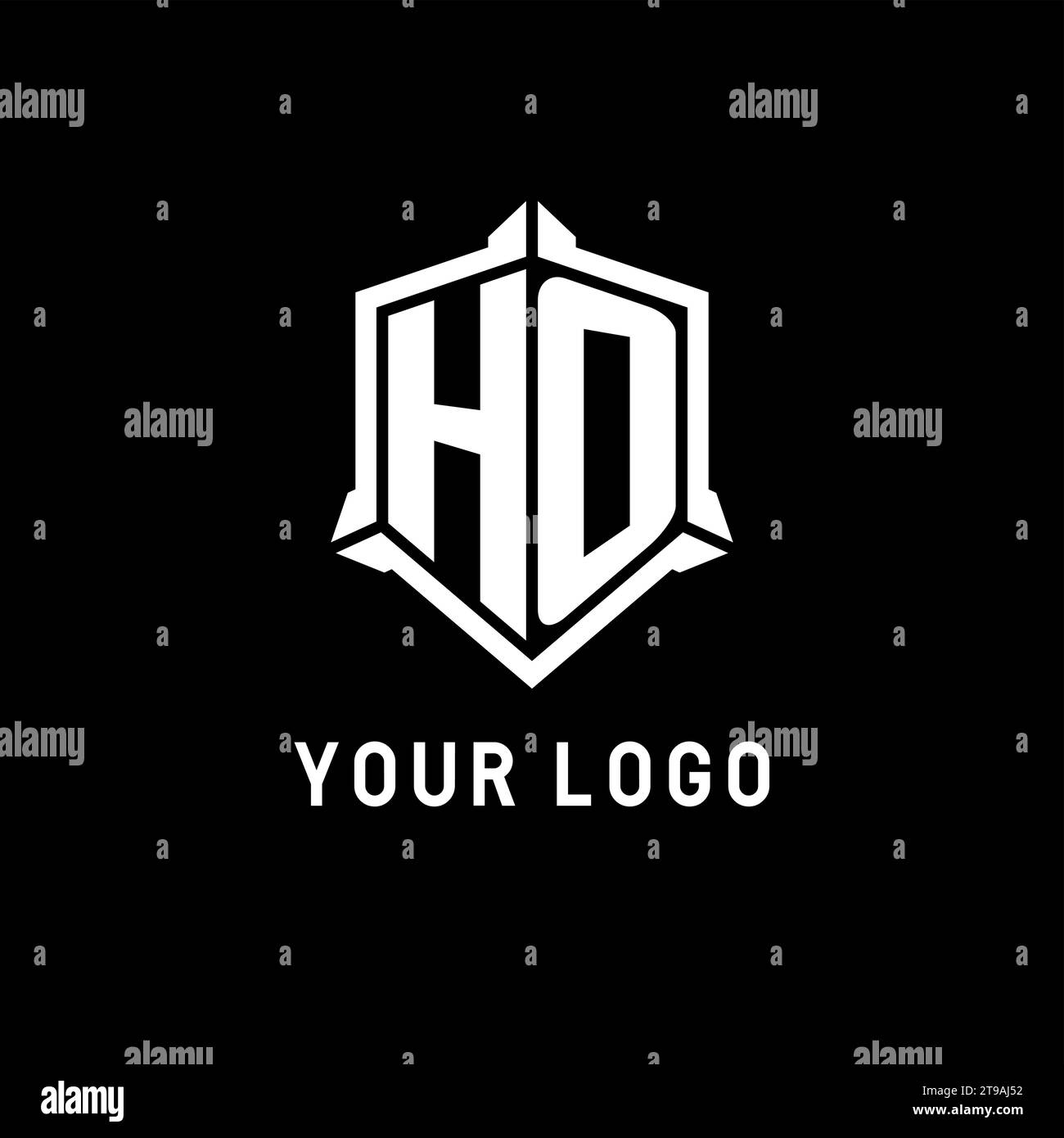 HO logo initial with shield shape design style vector graphic Stock ...