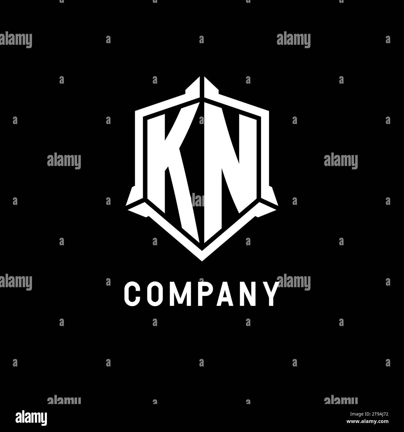 KN logo initial with shield shape design style vector graphic Stock ...