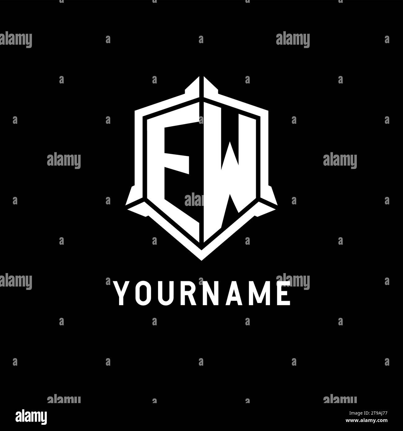 EW logo initial with shield shape design style vector graphic Stock ...