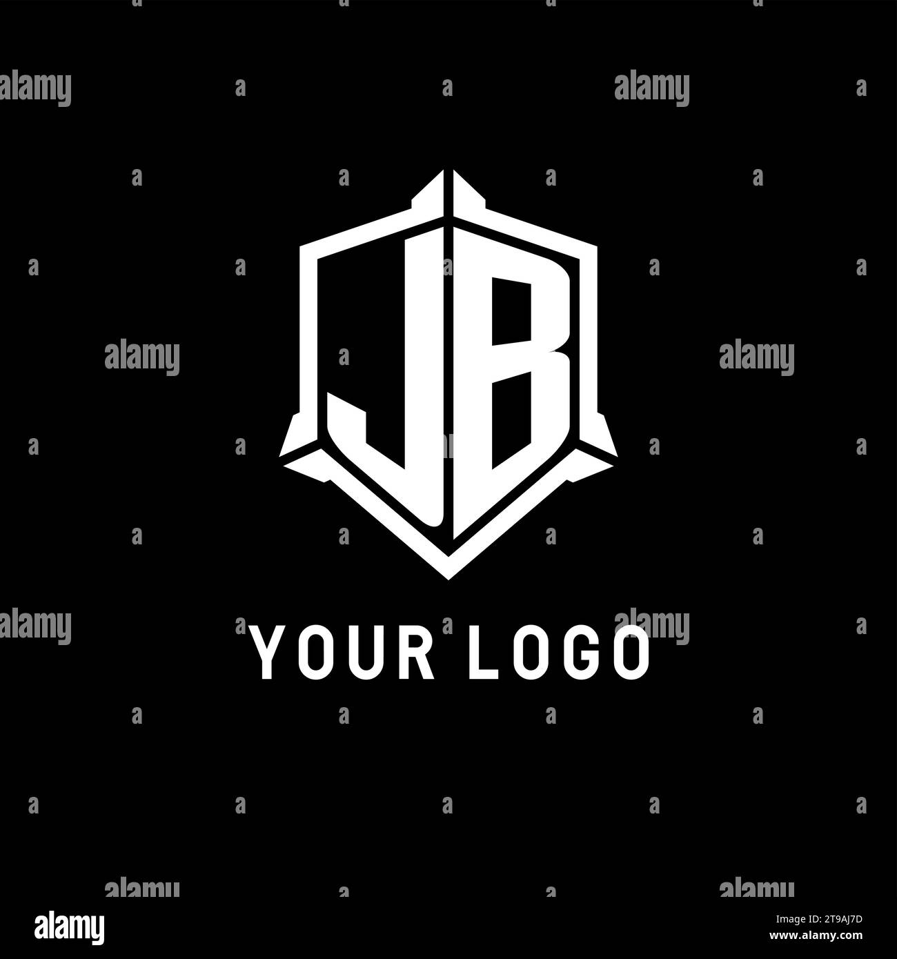 JB logo initial with shield shape design style vector graphic Stock