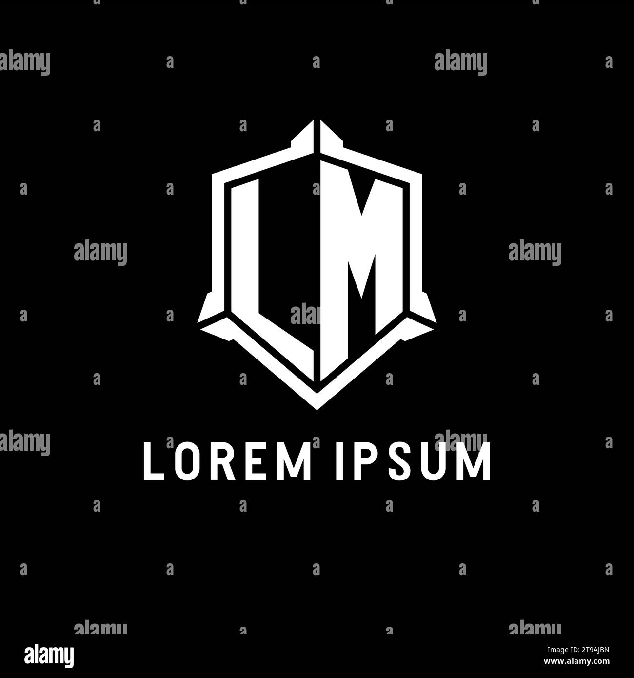 LM logo initial with shield shape design style vector graphic Stock Vector