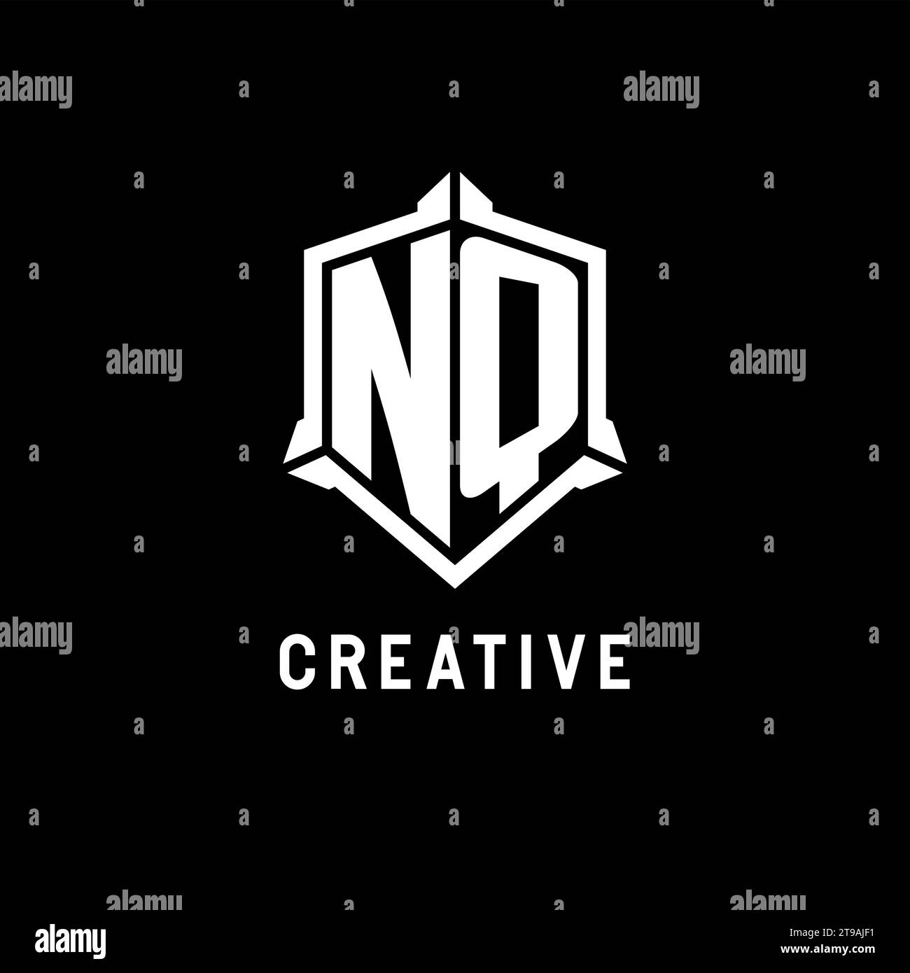 NQ logo initial with shield shape design style vector graphic Stock ...