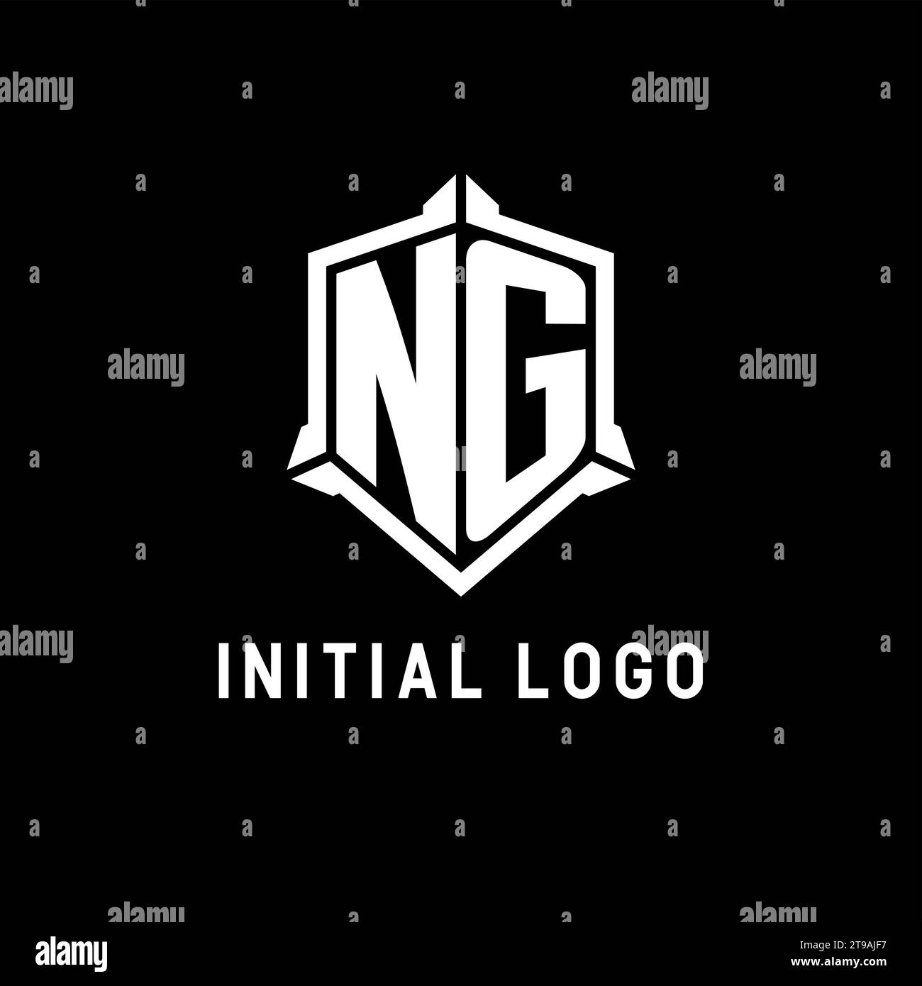 NG logo initial with shield shape design style vector graphic Stock Vector