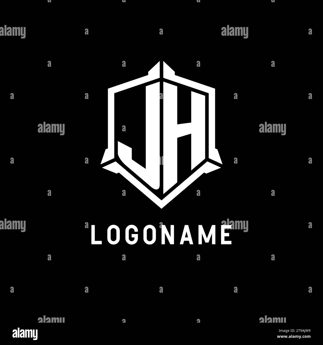 JH logo initial with shield shape design style vector graphic Stock ...