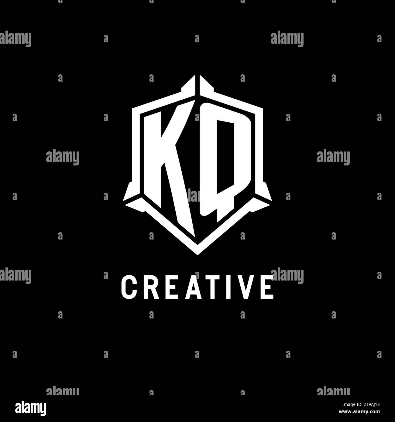 KQ logo initial with shield shape design style vector graphic Stock ...