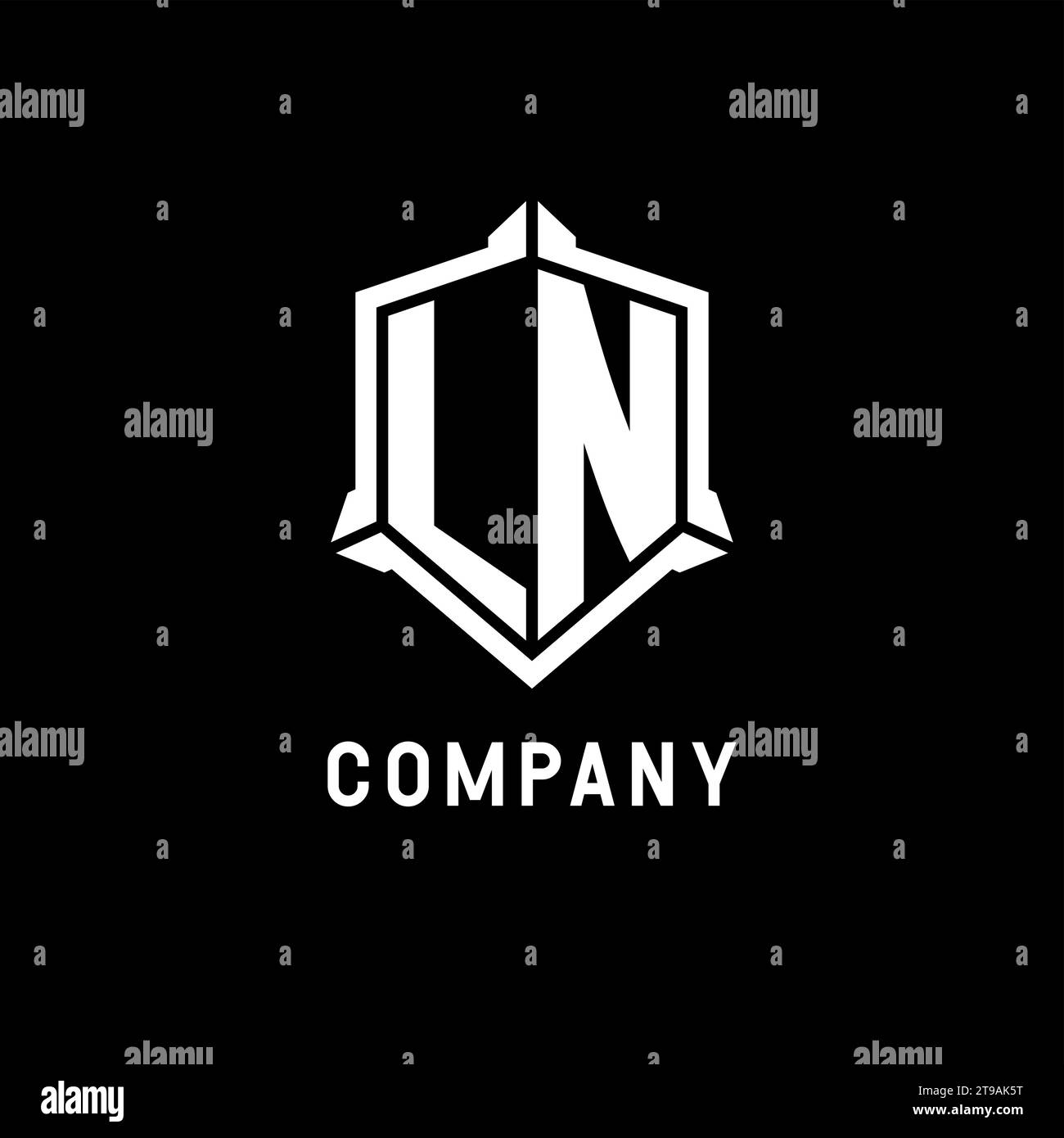 LN logo initial with shield shape design style vector graphic Stock ...