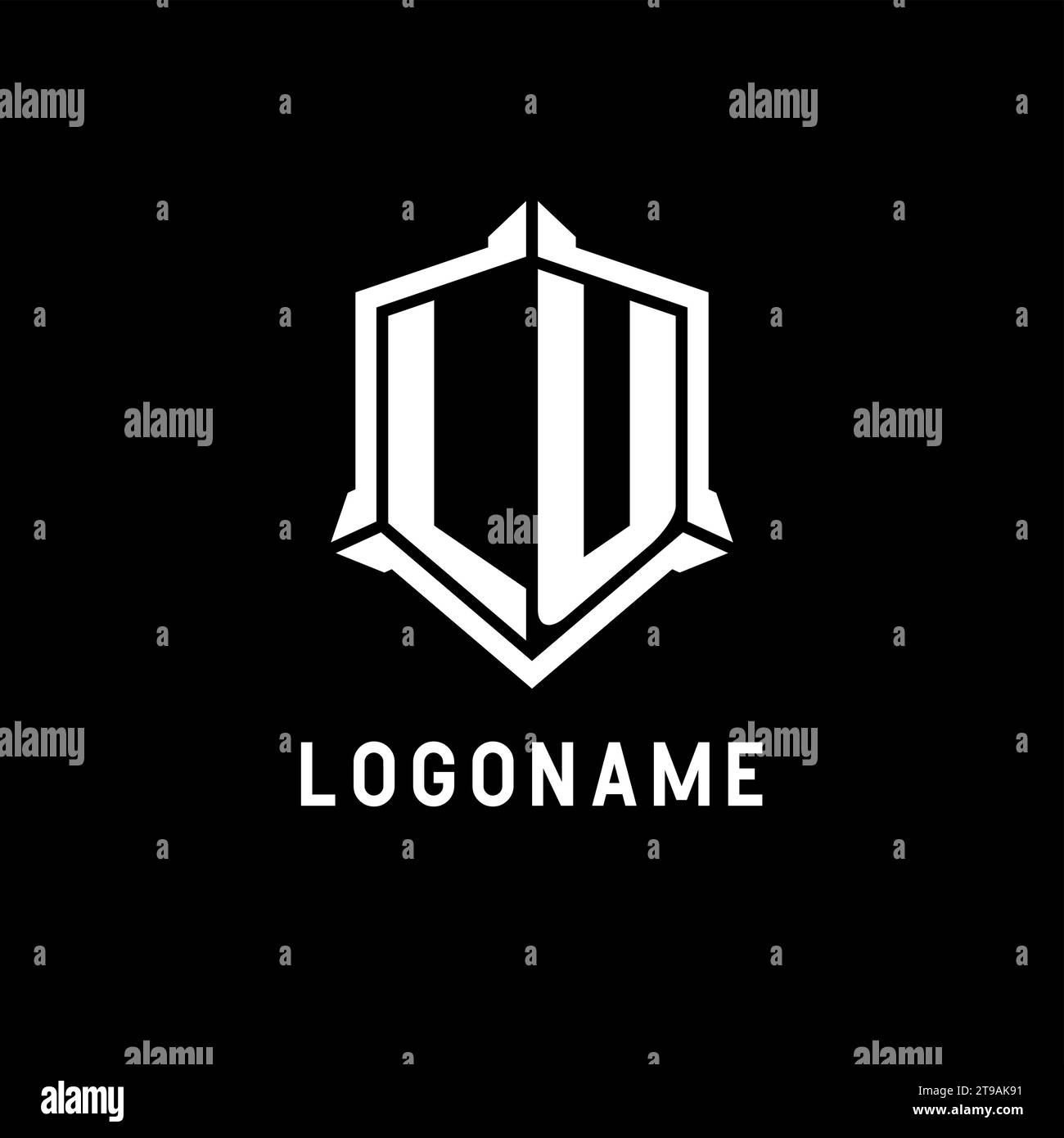 LU logo initial with shield shape design style vector graphic Stock ...