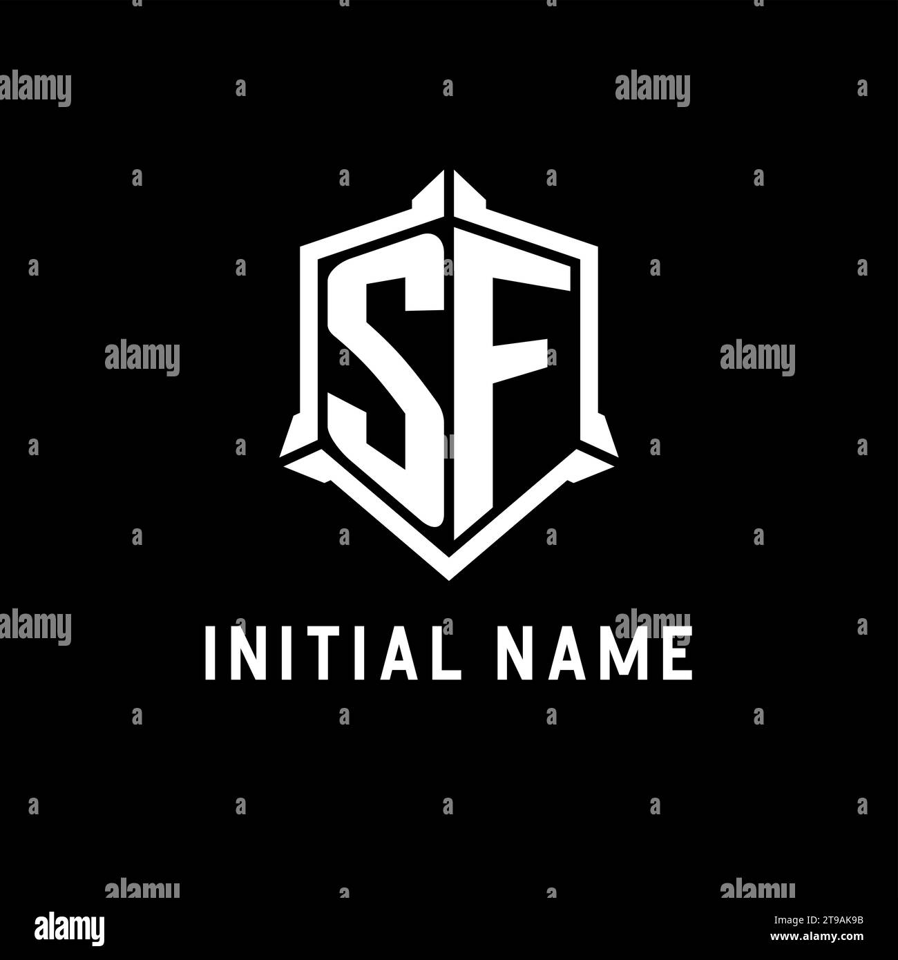 SF logo initial with shield shape design style vector graphic Stock ...