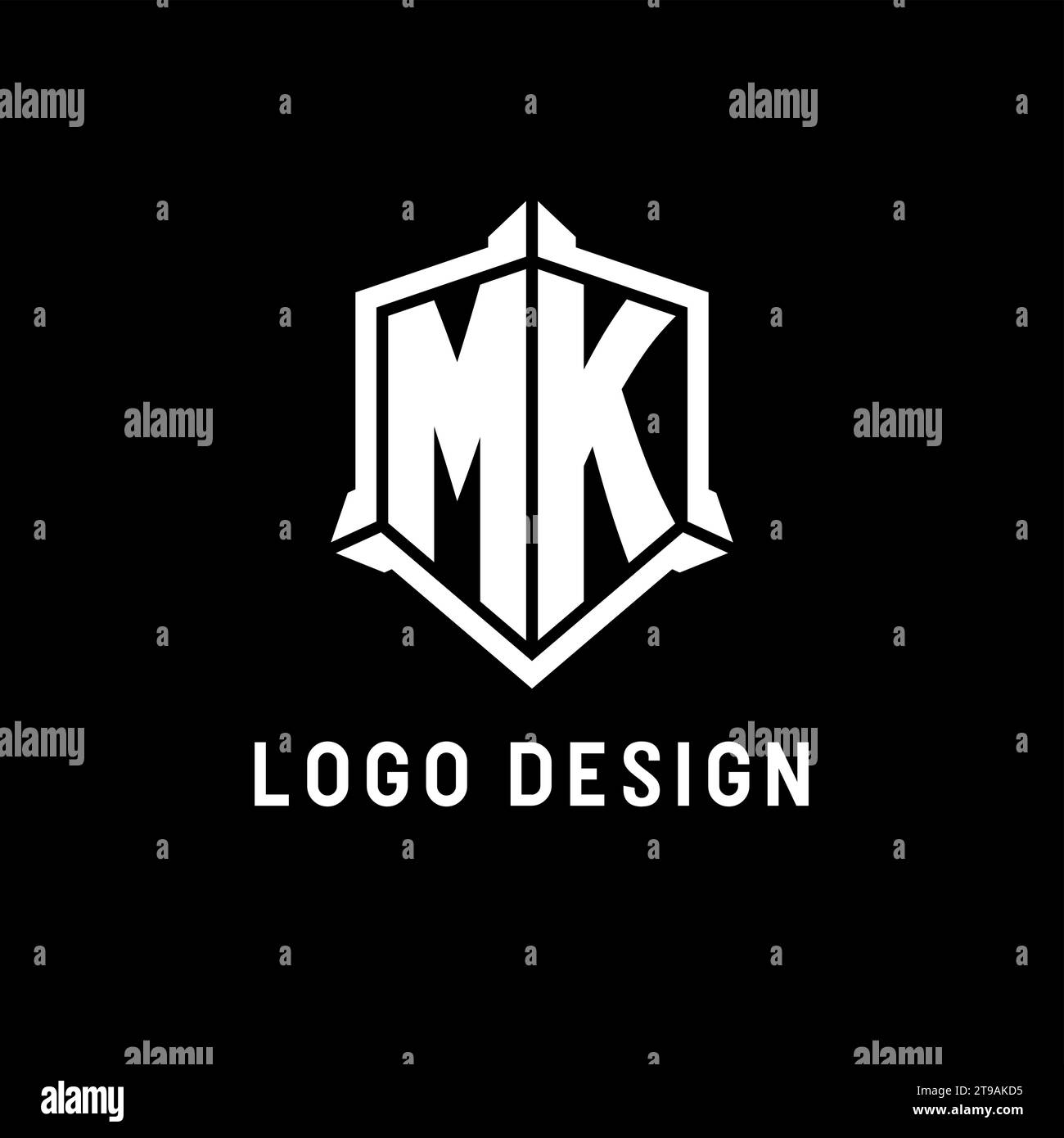 MK logo initial with shield shape design style vector graphic Stock ...