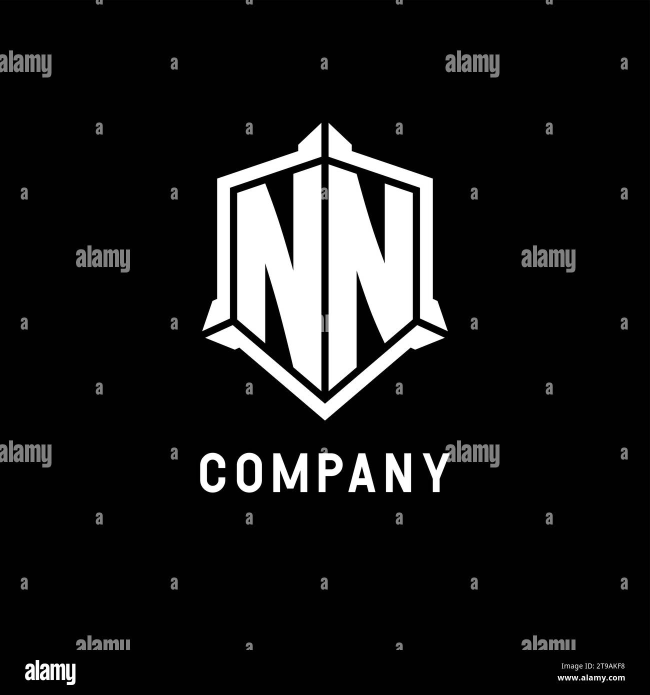 NN logo initial with shield shape design style vector graphic Stock ...