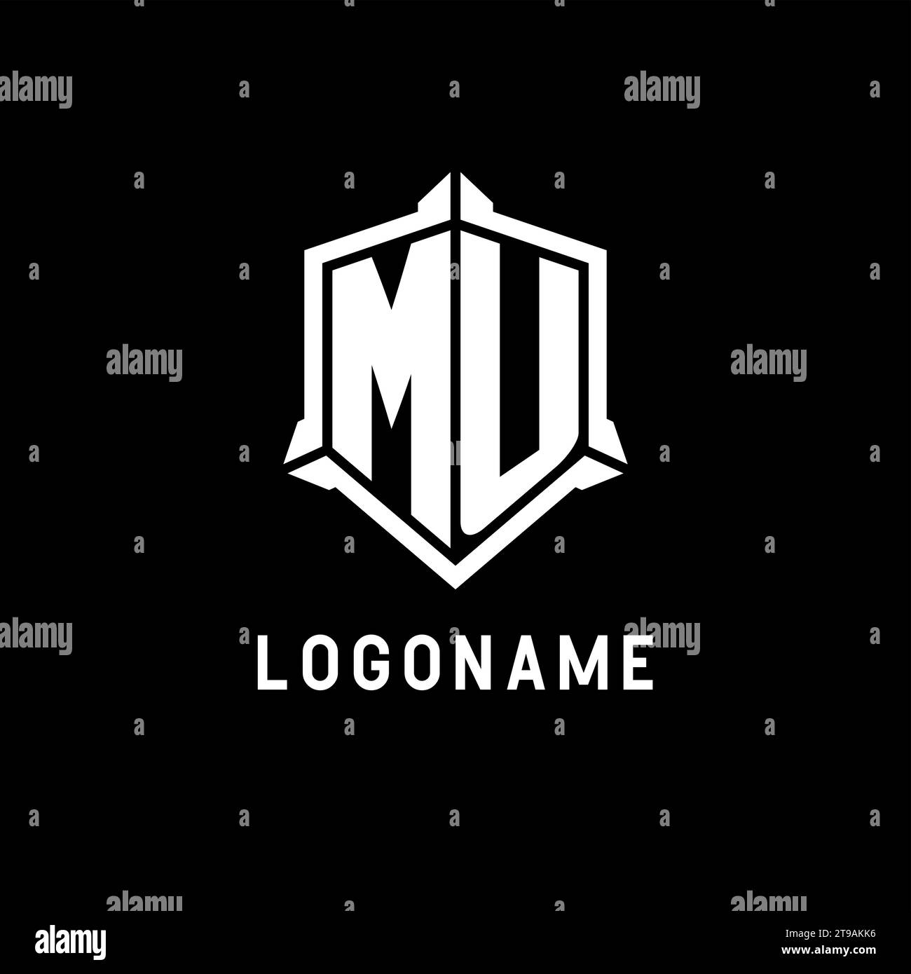 MU logo initial with shield shape design style vector graphic Stock ...