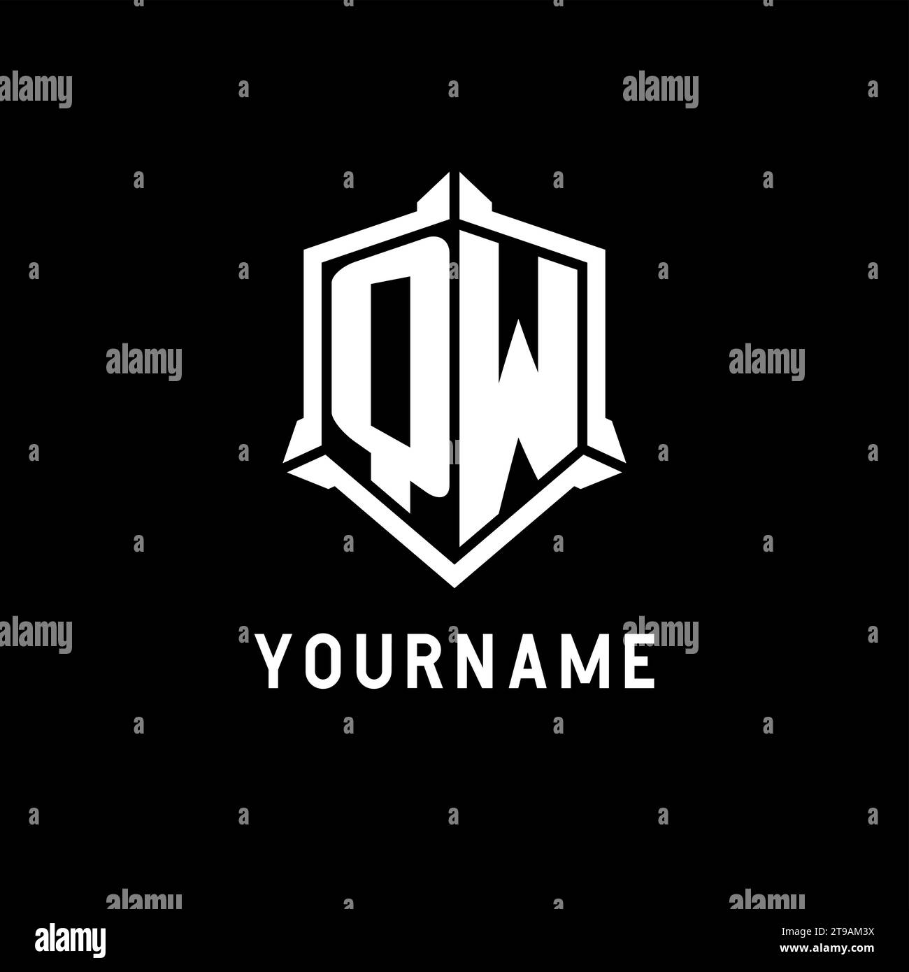 QW logo initial with shield shape design style vector graphic Stock ...
