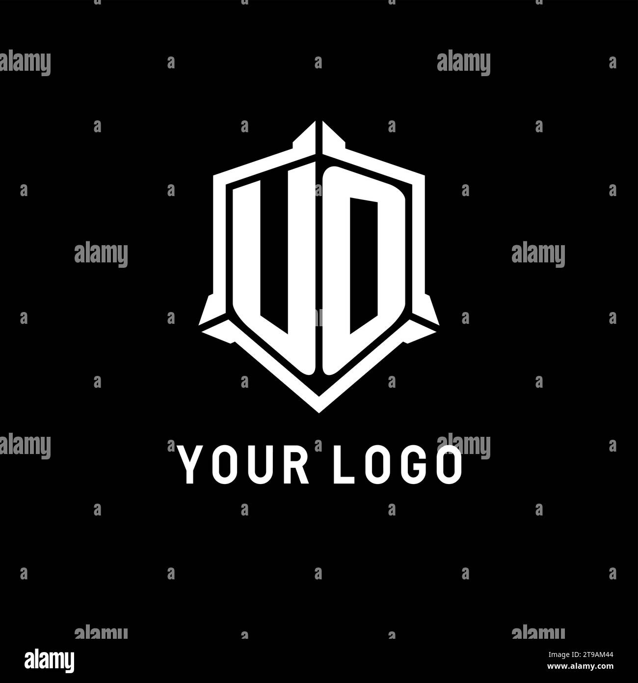 UO logo initial with shield shape design style vector graphic Stock ...
