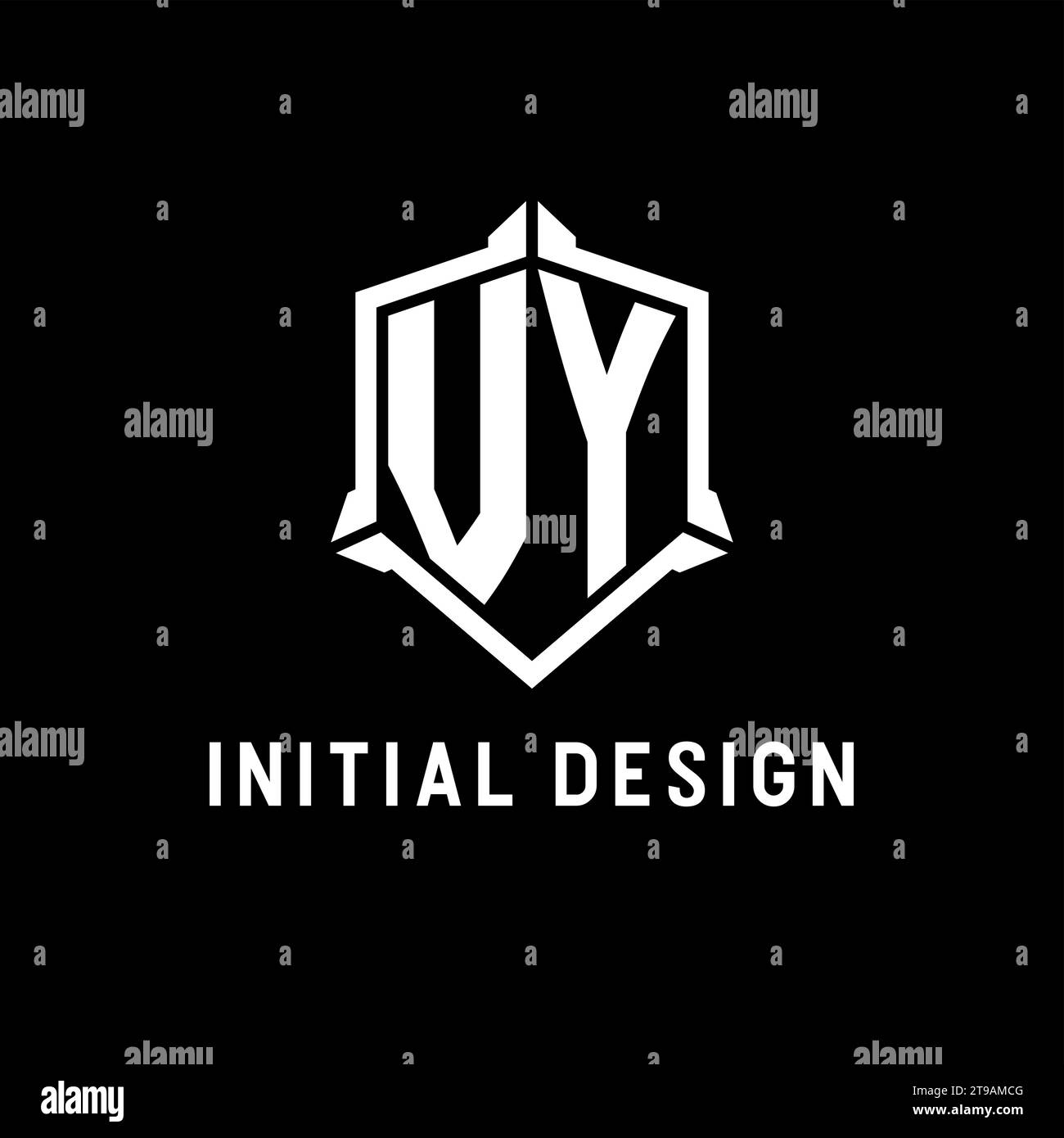 VY logo initial with shield shape design style vector graphic Stock Vector