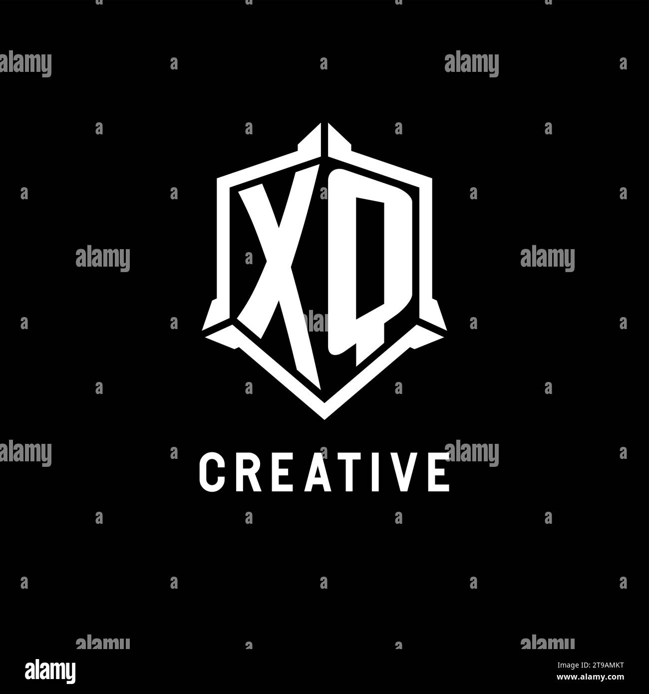 XQ logo initial with shield shape design style vector graphic Stock ...