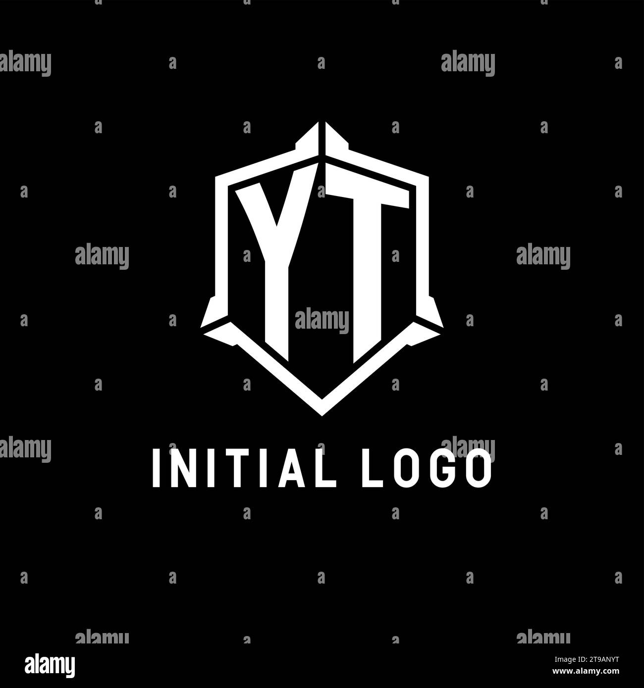 YT logo initial with shield shape design style vector graphic Stock ...