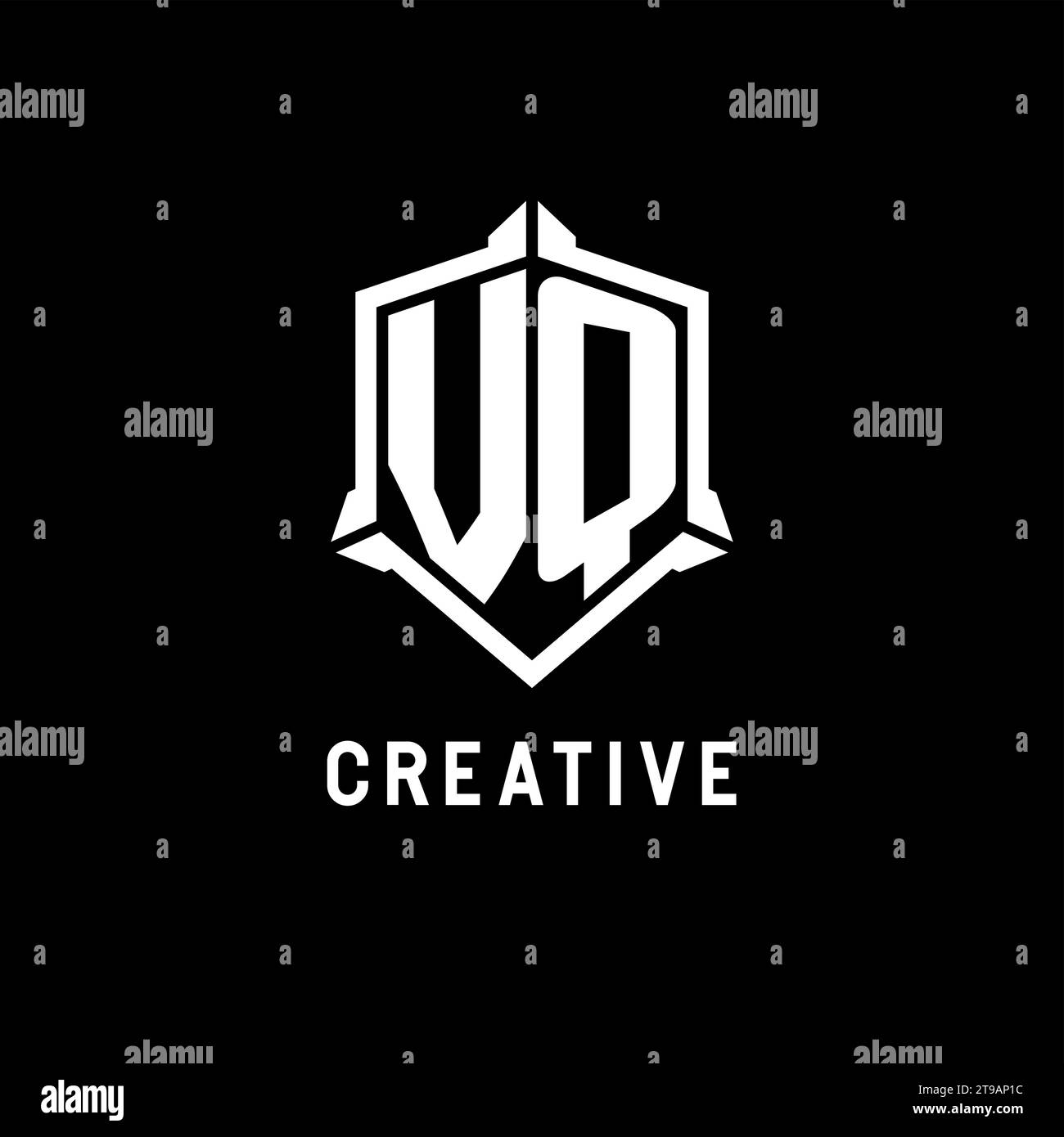 VQ logo initial with shield shape design style vector graphic Stock ...