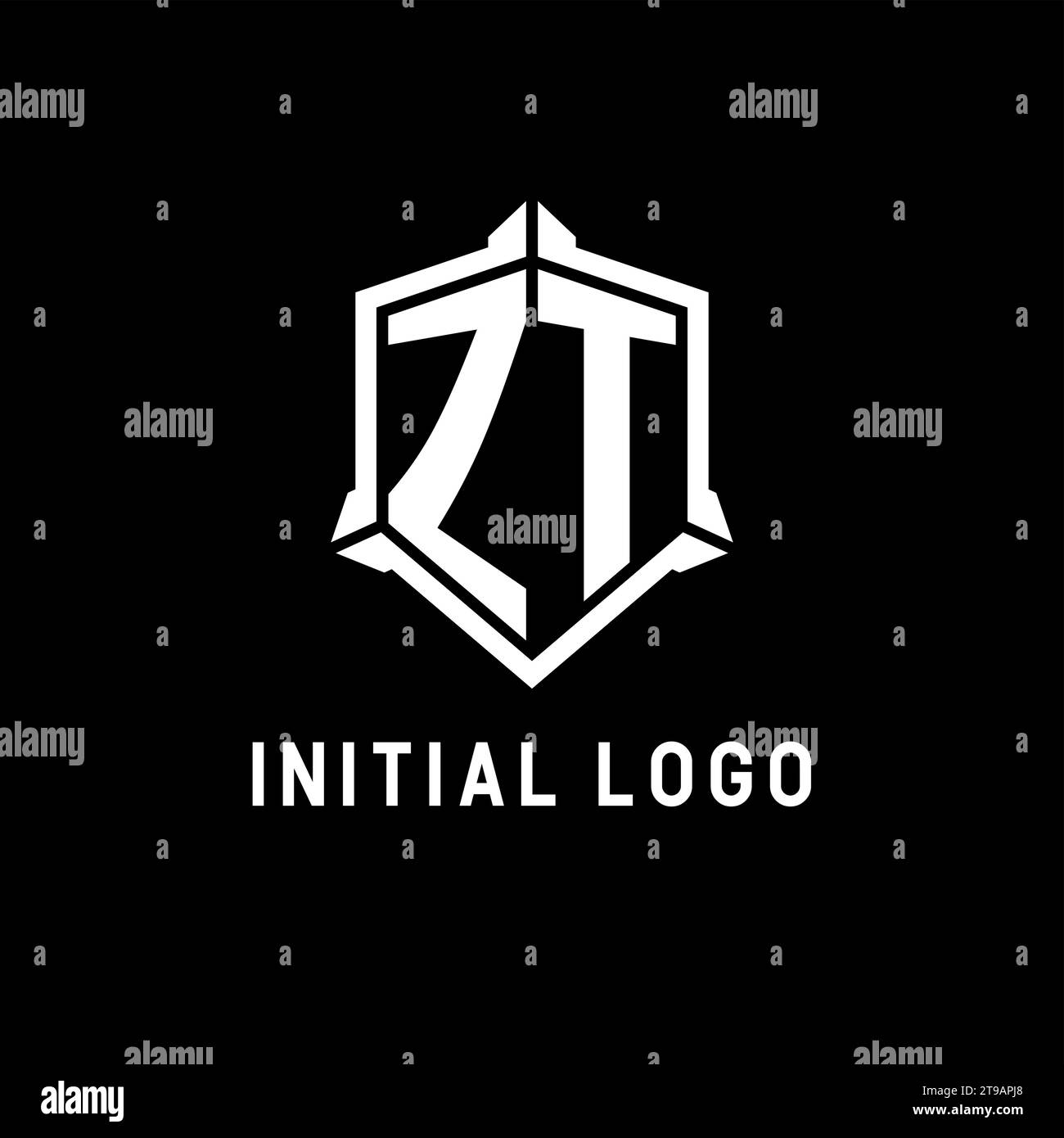 ZT logo initial with shield shape design style vector graphic Stock ...