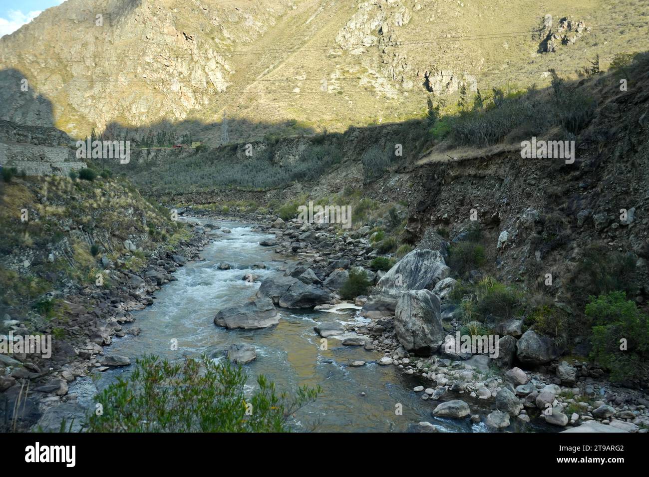 Navigable Rivers Peru The Urubamba River in Peru in The Sacred Valley with The Andes Mountain ...