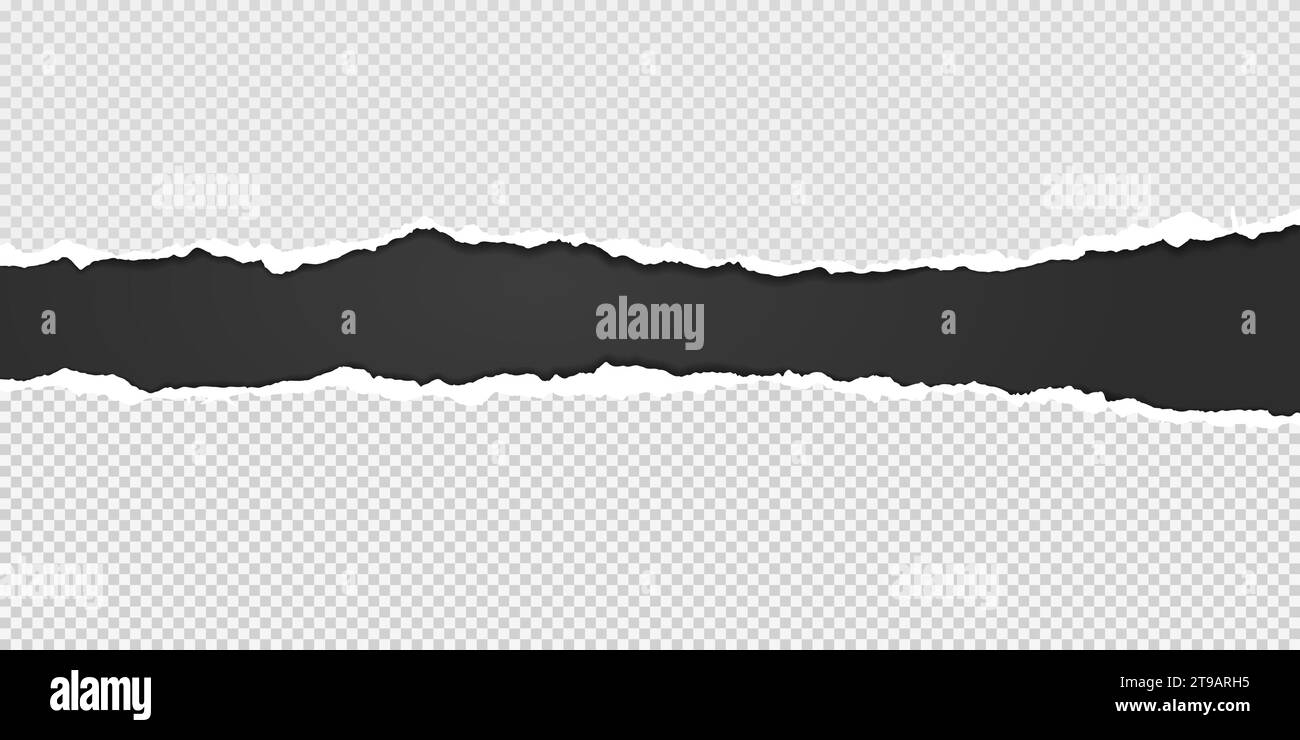 Torn, ripped squared paper strips with soft shadow are on black ...