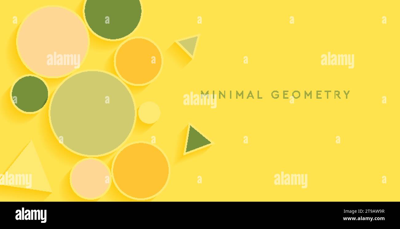Minimal pastel background with geometric circles and triangles. Vector design Stock Vector