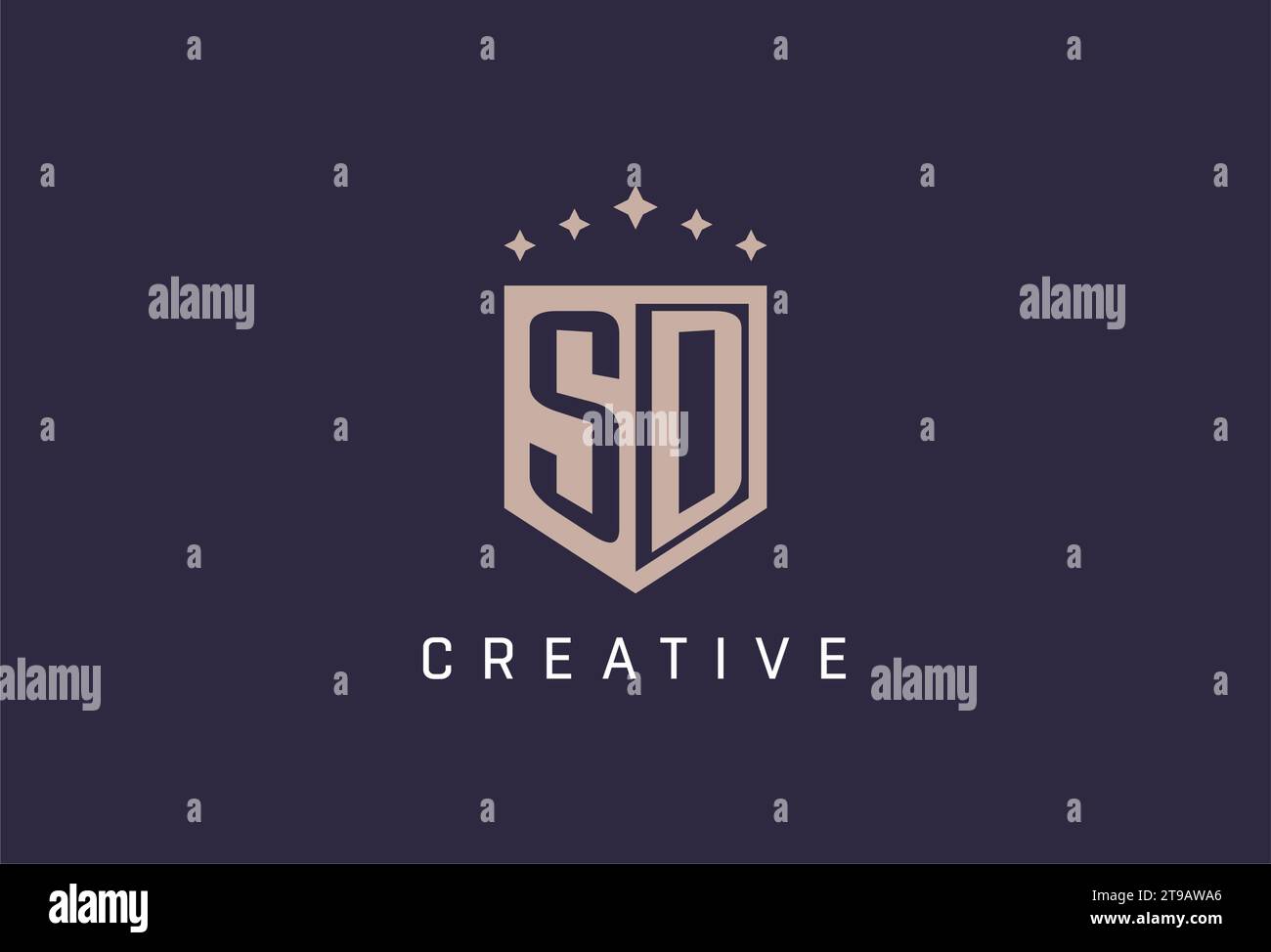 SD initial shield logo icon geometric style design inspiration Stock Vector