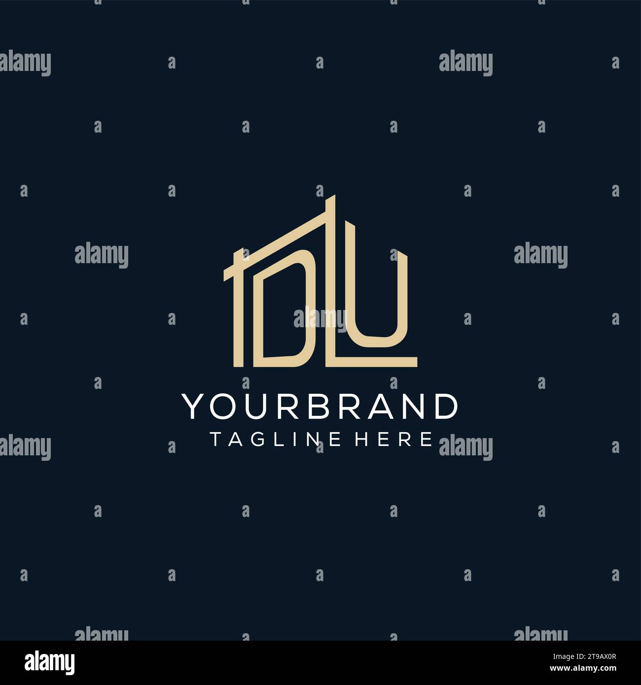 Initial DU logo, clean and modern architectural and construction logo design vector graphic Stock Vector