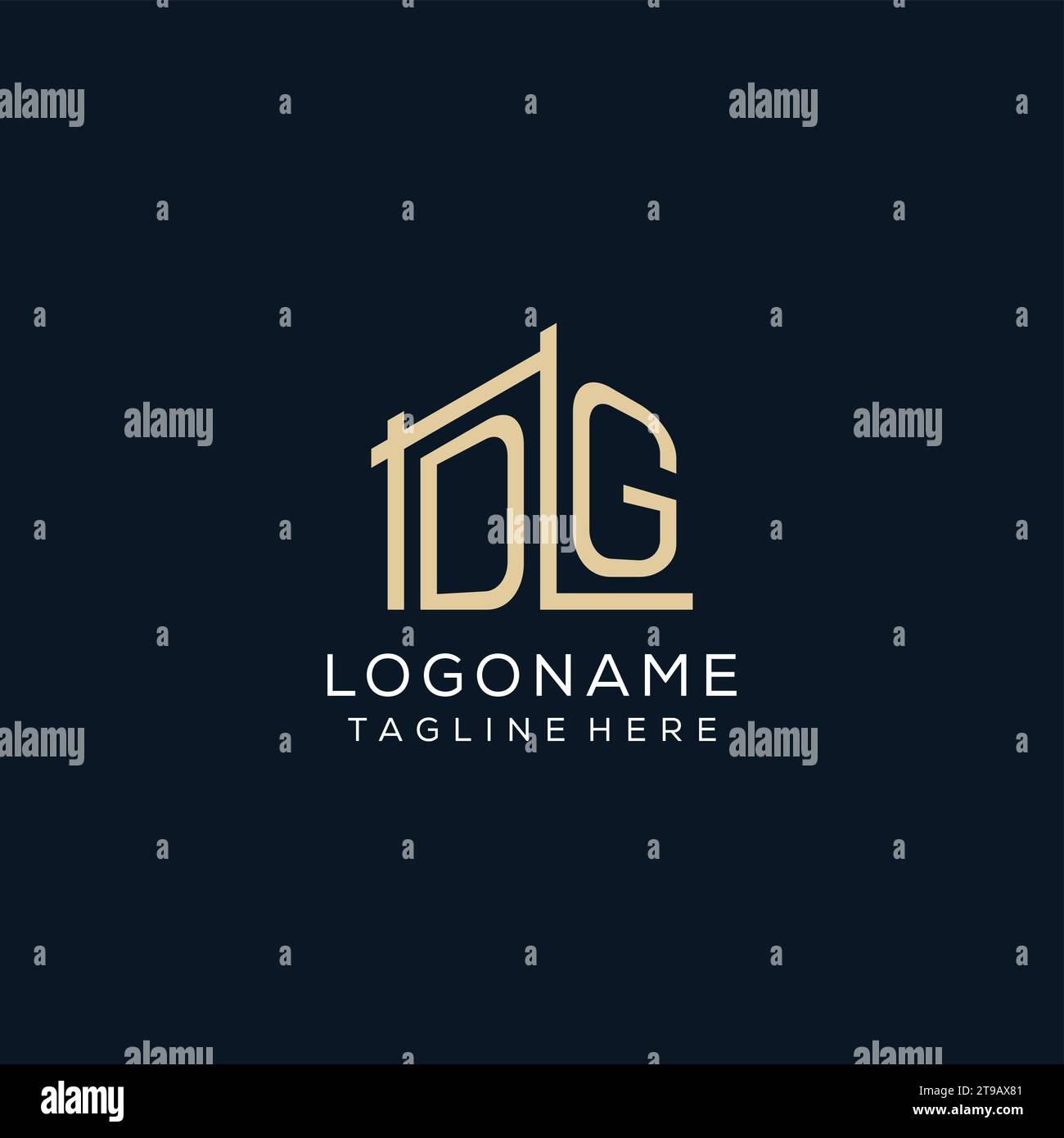 Initial DG logo, clean and modern architectural and construction logo design vector graphic Stock Vector