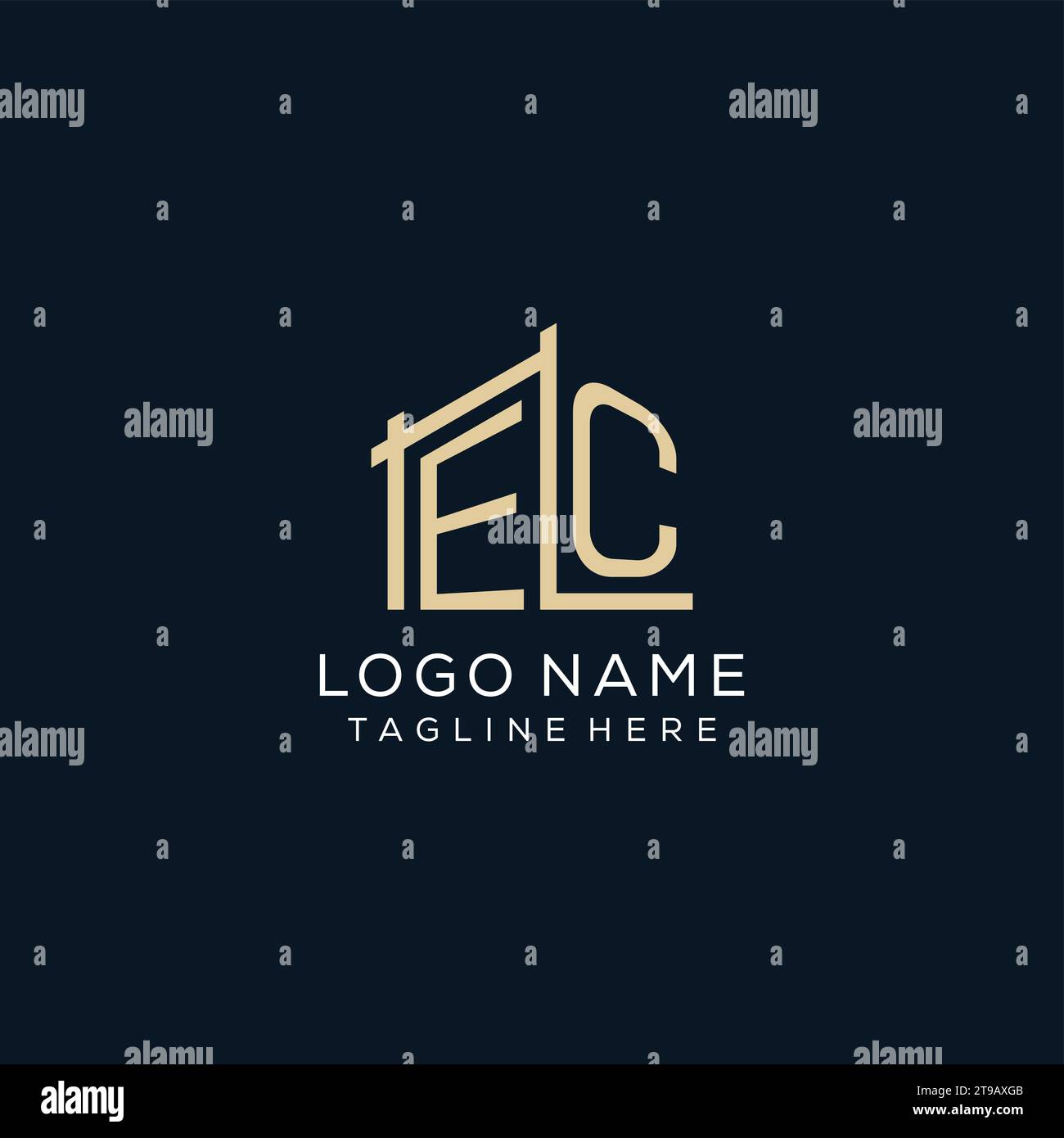 Initial EC logo, clean and modern architectural and construction logo design vector graphic Stock Vector