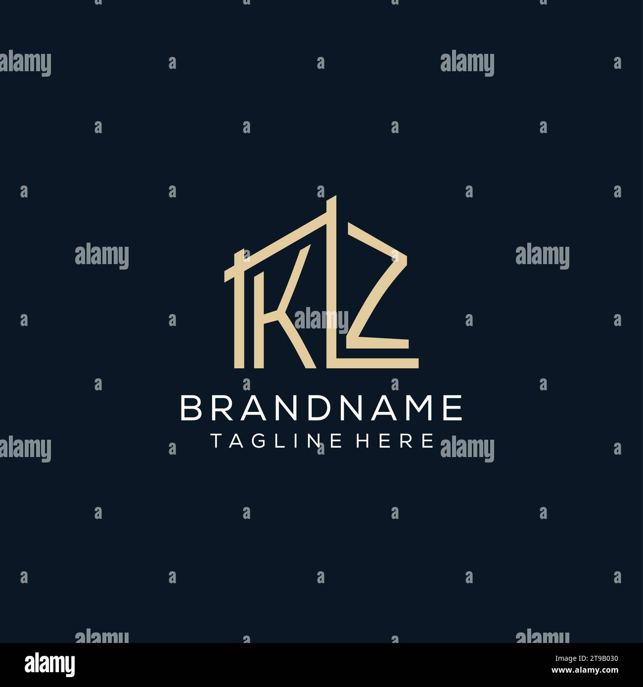 Initial KZ logo, clean and modern architectural and construction logo ...